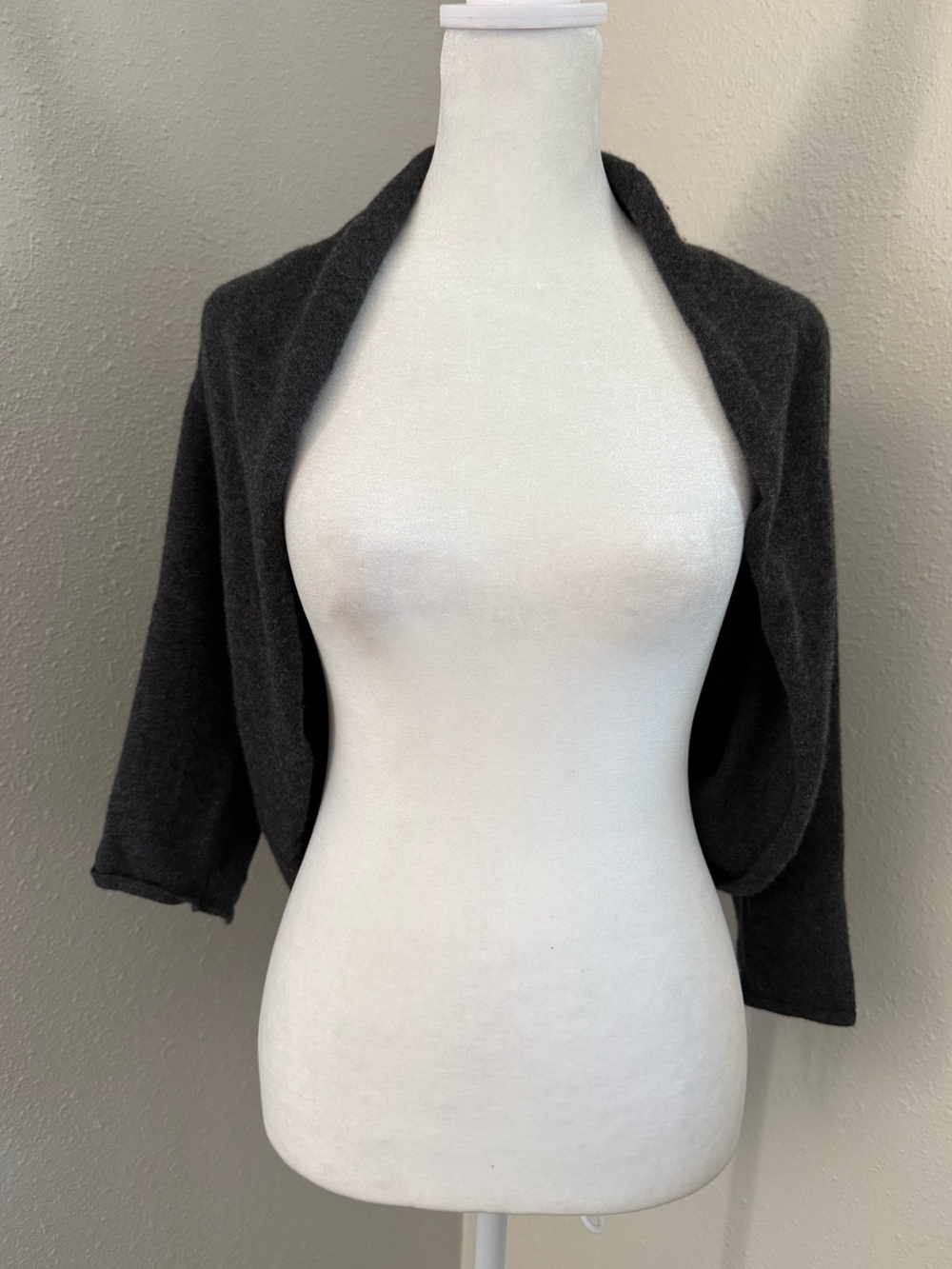 Saks Fifth Avenue Charcoal Cashmere Cocoon Shrug Cardigan Size Large
